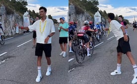Isaac del Toro se convierte en aguador de su novia Romina Hinojosa en el Tour de Francia Femenil