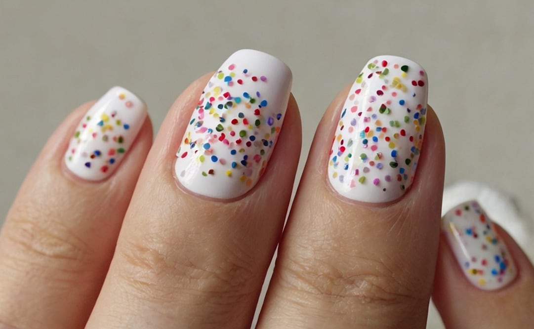 Uñas confeti. Foto: Imagen generada con IA