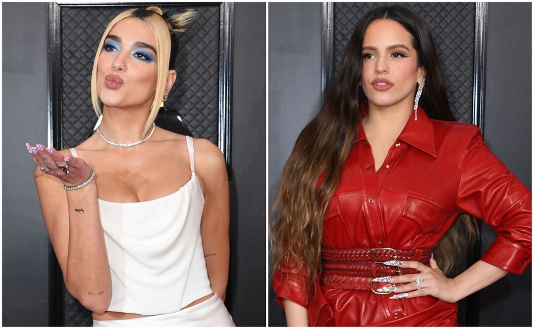 Dua Lipa y Rosalía. Foto: AFP