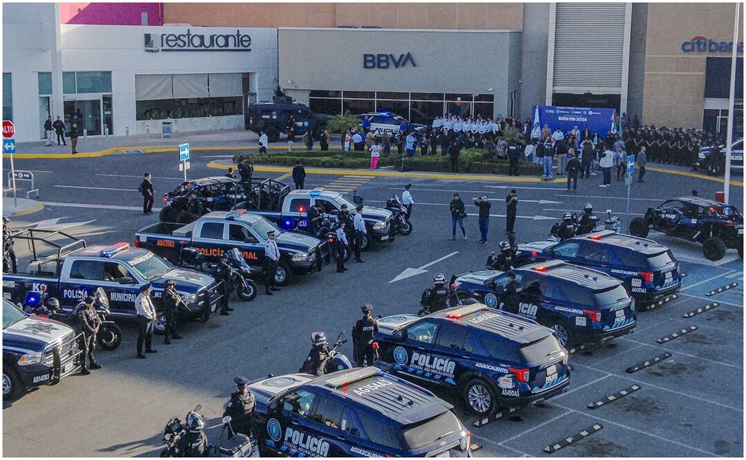 Este 12 de noviembre, desplegaron vigilancia aérea y terrestre en varias zonas de Aguascalientes por el Buen Fin. Foto: Especial
