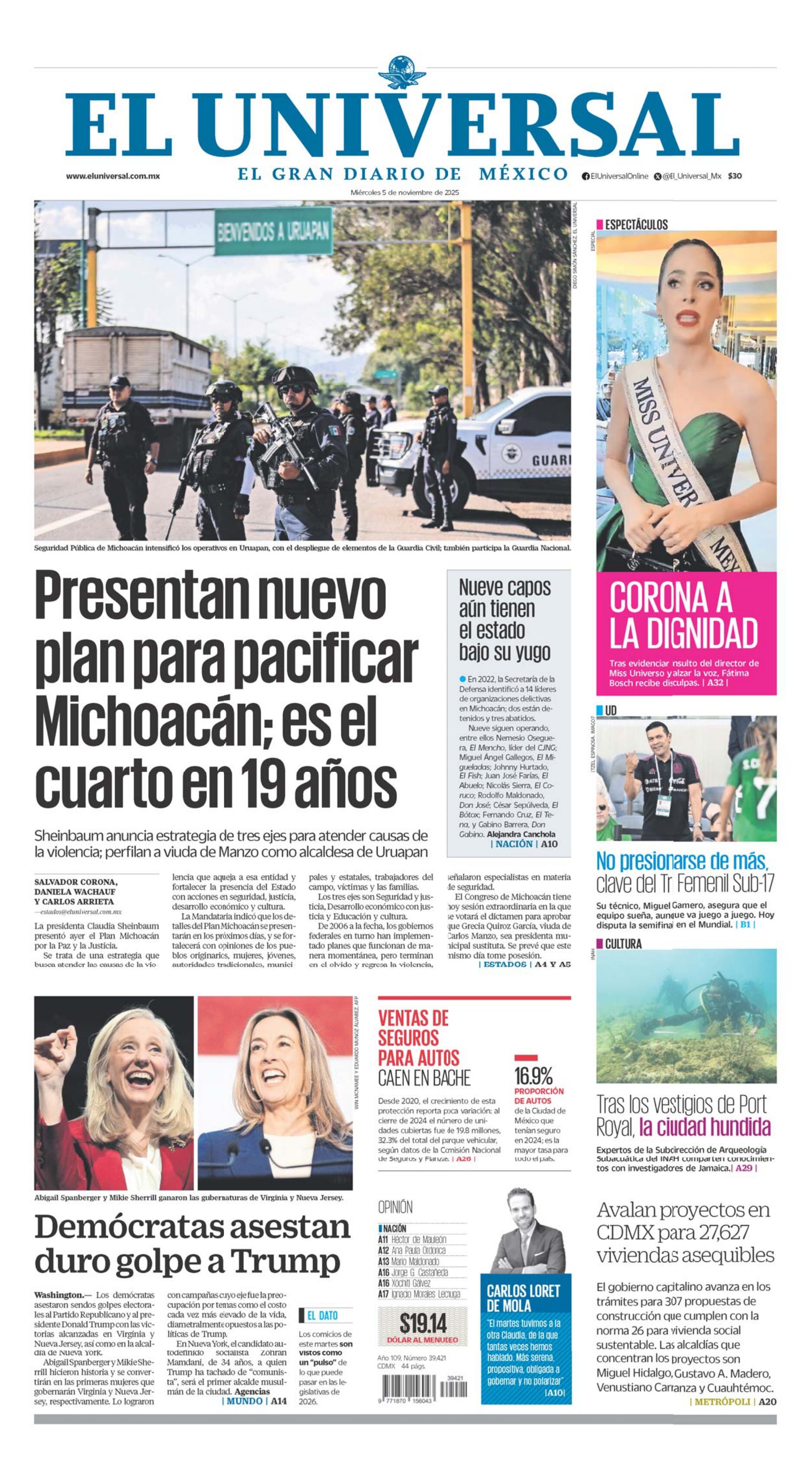 Portada impresa del 5 de noviembre de 2025