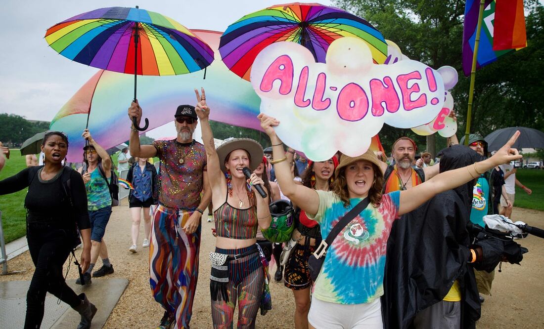Asistentes a una concentración durante la Marcha Internacional del Orgullo Mundial y la Marcha por la Libertad en Washington. Foto: AFP
