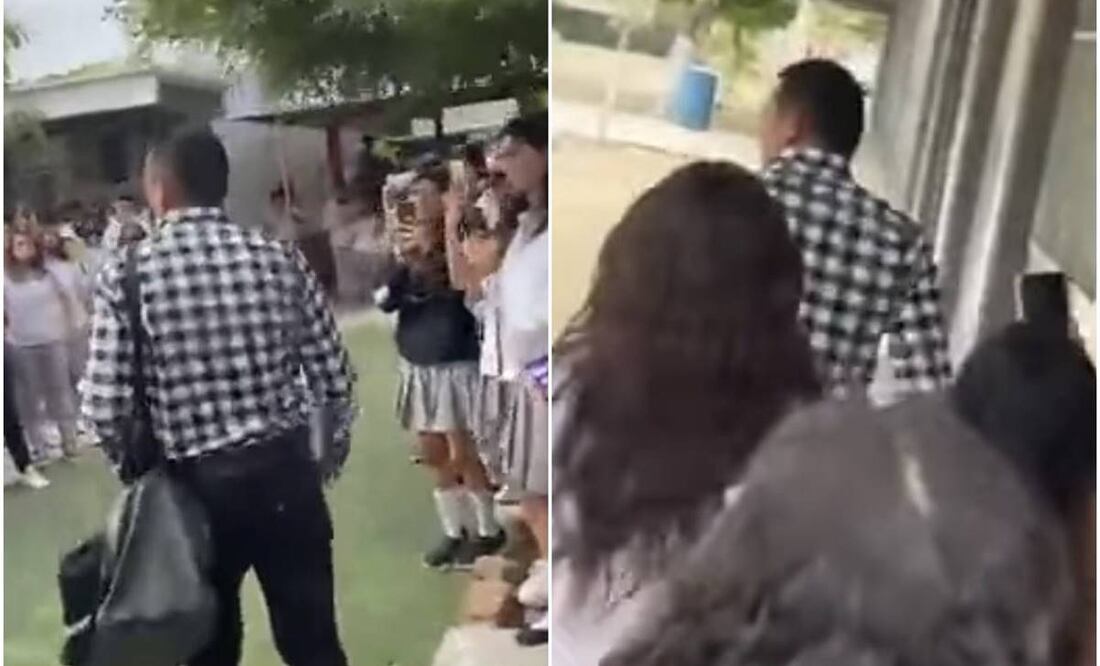 Alumnos del Cobach expulsan a maestro. Foto: Especial