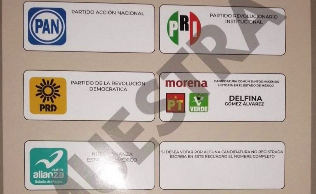 Boleta muestra para las elecciones 2023 para gobernadora del Estado de México. Foto: Especial
