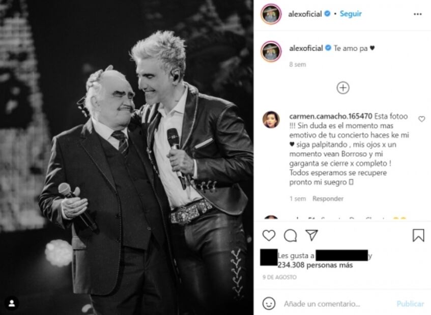 Alejandro Fernández manda tierno mensaje a su padre Vicente Fernández