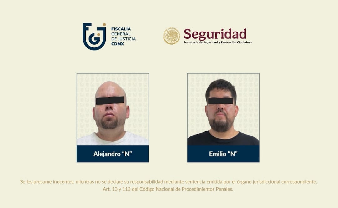 Detienen a dos implicados en desmantelamiento de vehículos robados y posesión de narcóticos. Foto: FGJCDMX
