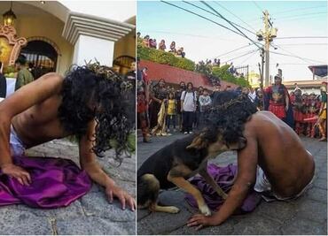 Perrito callejero consuela a actor que interpretó a Jesús en la Pasión de Cristo en Guatemala