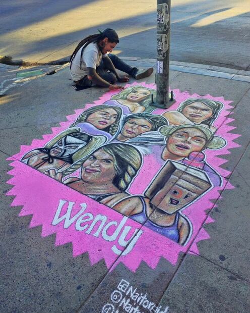 Wendy Guevara dibujada por un artista tijuanense. Foto: Facebook Naitoreido