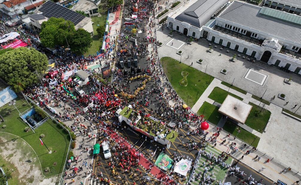 Manifestación en COP30. Foto: AP