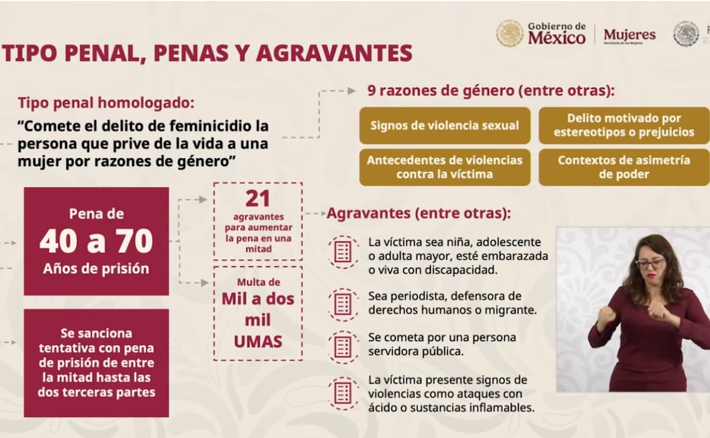 Ernestina Godoy, titular de la FGR presenta la propuesta de ley para prevenir, sancionar y reparar el daño en el delito del feminicidio (24/03/2026). Foto: Captura de pantalla