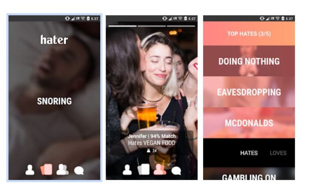 Hater funciona de manera similar a Tinder
