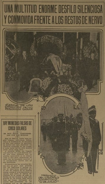 Los restos de Amado Nervo tardaron 5 meses en llegar a México y el país no escatimó en su funeral