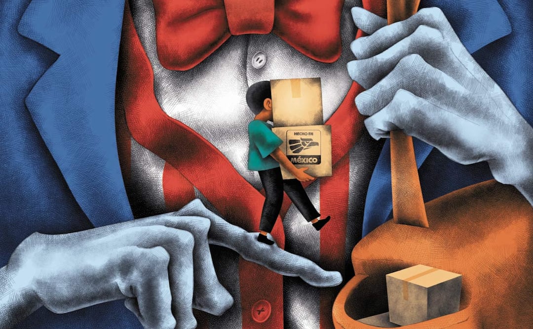 México, más vulnerable a EU por dependencia comercial. Ilustración de Ani Cortés