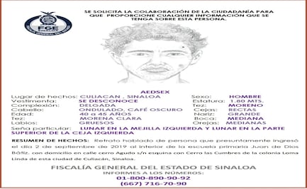 Presentan retrato hablado de presunto agresor de dos menores en Sinaloa