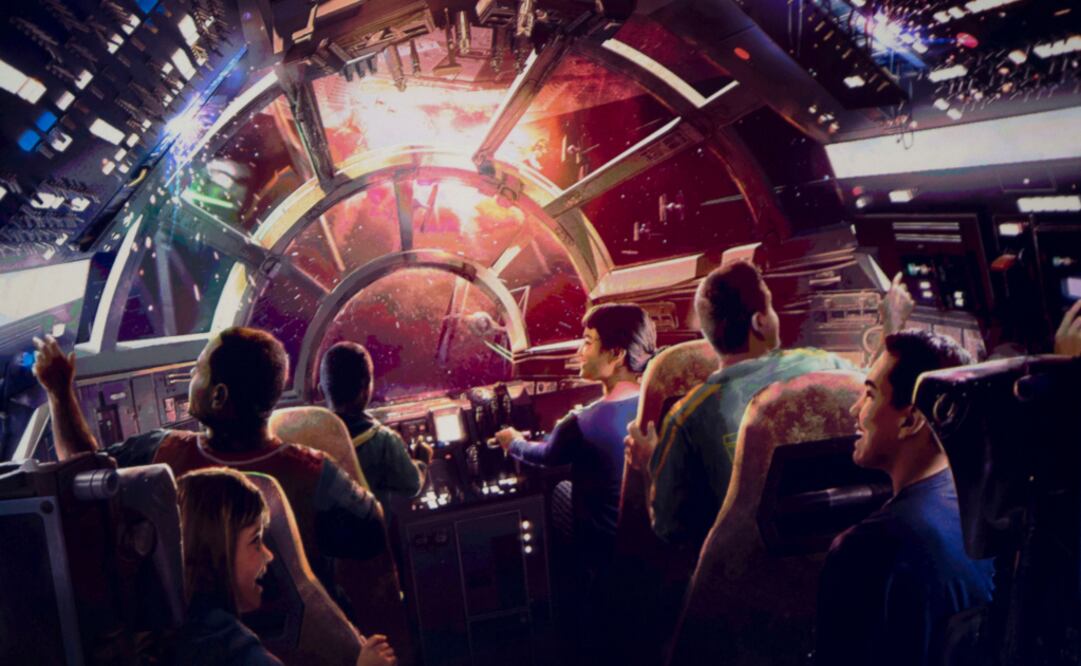 Uno de los bocetos iniciales que salieron sobre la atracción Millennium Falcon: Smugglers Run, del parque de Star Wars. (Foto: Cortesía Disney)
