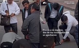 Captan momento en que le limpian los zapatos a Hugo Aguilar; ministro acude a conmemoración de la Constitución en Querétaro