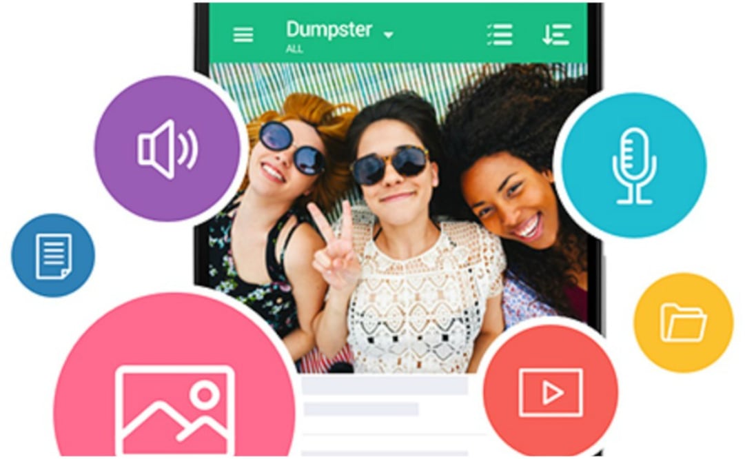 Dumpster te permite respaldar tanto archivos, contenido multimedia como aplicaciones, y ordenarlos por fecha, tamaño tipo y nombre