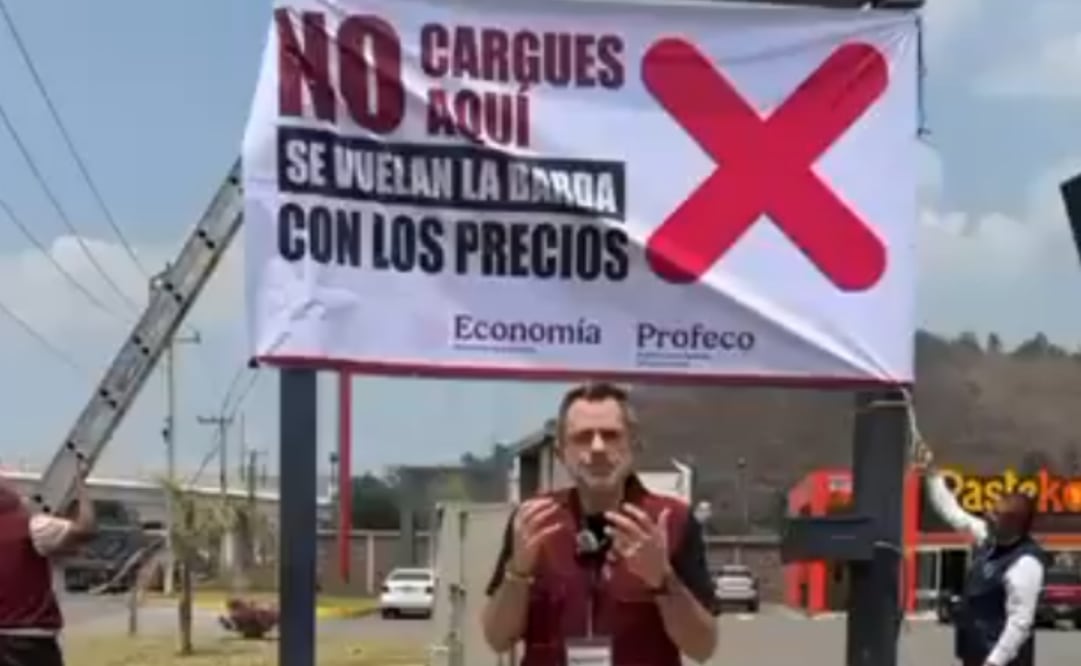 Profeco comienza a exhibir gasolineras con altos precios de combustible  (14/04/2026). Foto: Captura de pantalla @ivan_escalante