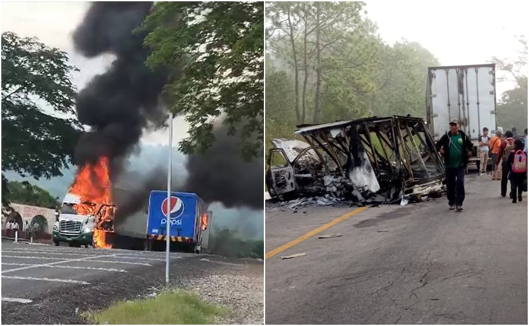 Incendian 3 tráilers en menos de 48 horas en Chiapas. Foto: Especial