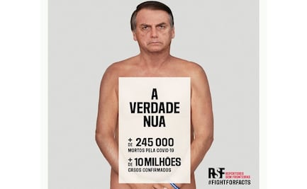 Con montaje de Bolsonaro desnudo, Reporteros Sin Fronteras critica gestión de la pandemia en Brasil