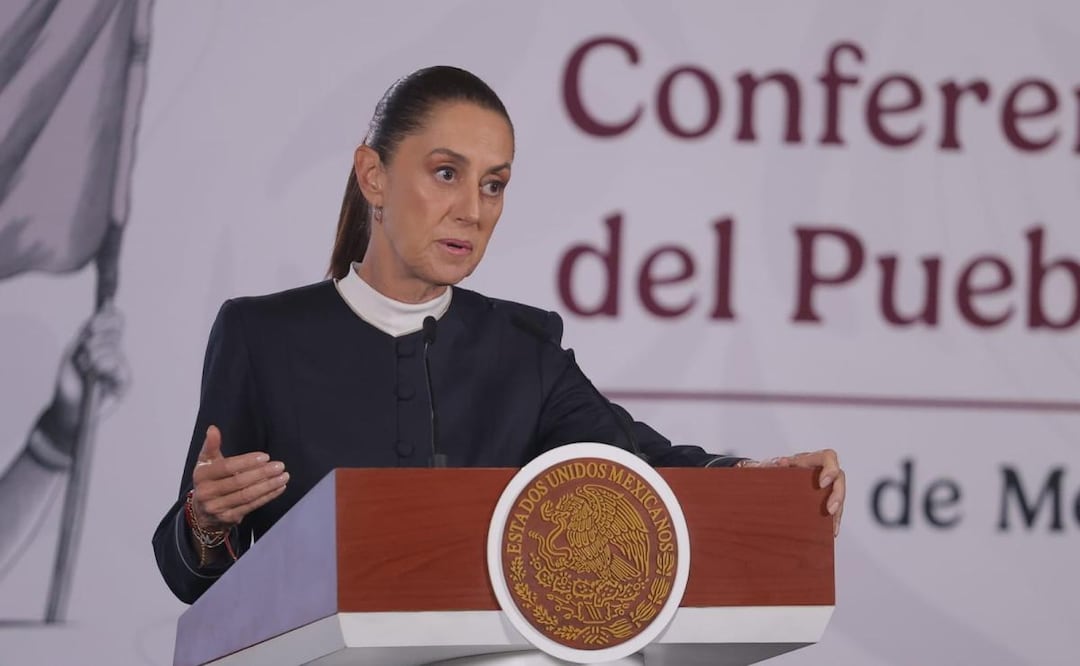 Presidenta Claudia Sheinbaum durante “La Mañanera del Pueblo” desde Palacio Nacional este 27 de agosto del 2026. Foto: Gabriel Pano / EL UNIVERSAL