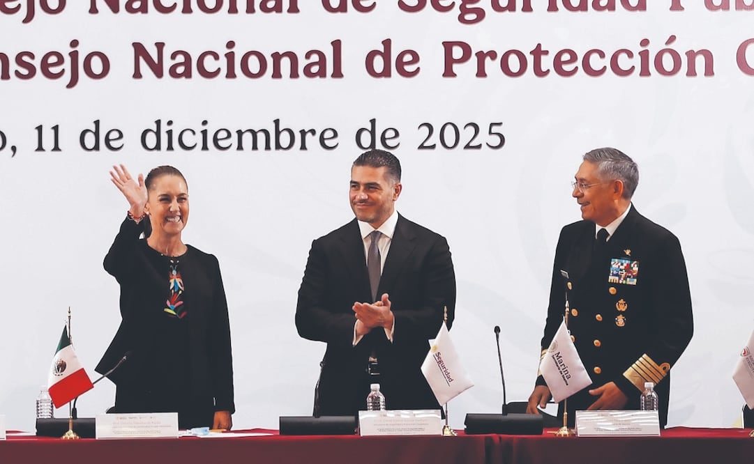 Claudia Sheinbaum Pardo, presidenta de México, encabezó la 52 Sesión Ordinaria del Consejo Nacional de Seguridad Pública en Palacio Nacional. Foto: de DIEGO SIMÓN. EL UNIVERSAL