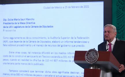 AMLO pedirá a Cámara de Diputados investigar a la Auditoría Superior por informe sobre NAIM