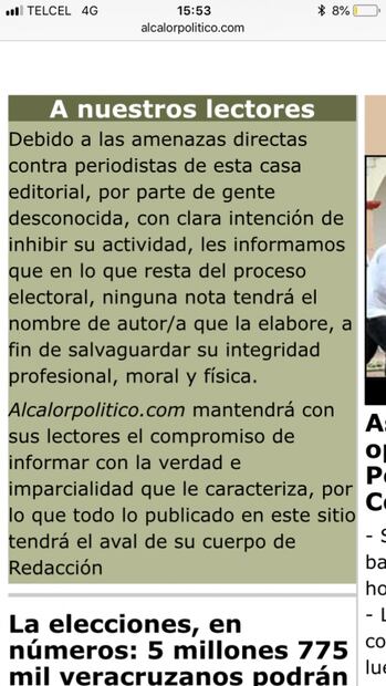 Amenazan a portal de noticias veracruzano