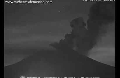 Popocatépetl lanza columna de vapor y ceniza de mil 200 metros de altura  