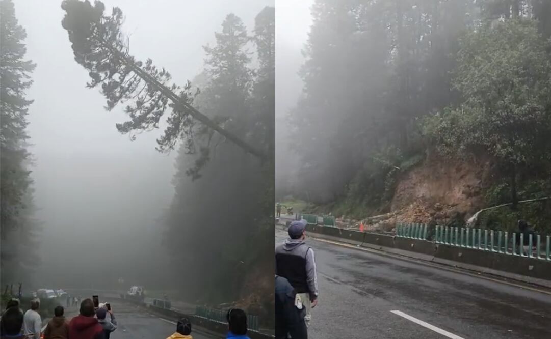 SGIRPC informó que esta mañana se registró un deslave de material sobre la carretera Federal México Toluca
Foto: Especial.