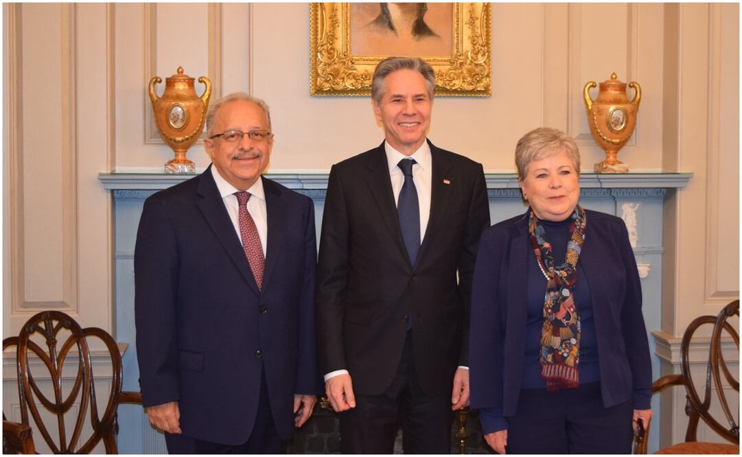 Carlos Ramiro Martínez, Antony Blinken y Alicia Bárcena. Foto: @MinexGt