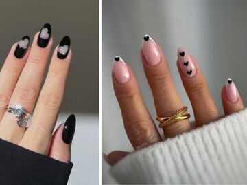 Diseños de uñas negras para lucir en San Valentín