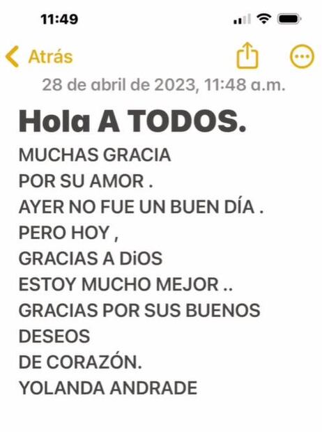 Yolanda Andrade preocupa a sus seguidores con este mensaje que compartió en Instagram.