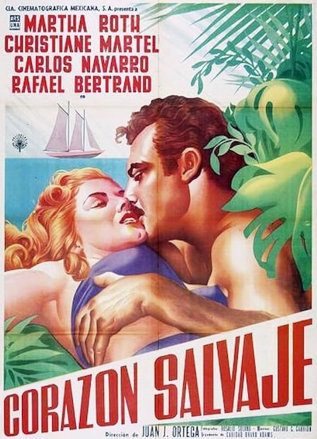 Póster de “Corazón Salvaje”, 1956. La mayoría de las cintas con historia de Caridad Bravo no tenían acompañamiento de números musicales, a excepción de “Corazón Salvaje” y “Pecado Mortal”. Foto: IMDb/ESPECIAL.