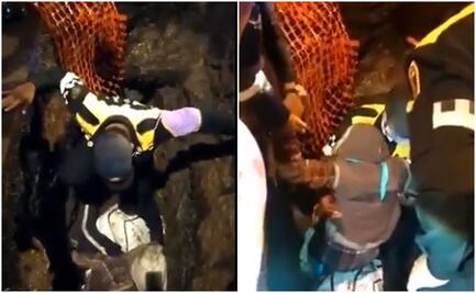 Policía de Tránsito rescata a mujer con discapacidad visual que cayó en hoyo 