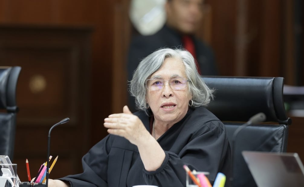 Ministra María Estela Ríos en sesión del pleno de la Suprema Corte de Justicia de la Nación este 2 de marzo de 2026. Foto: Especial