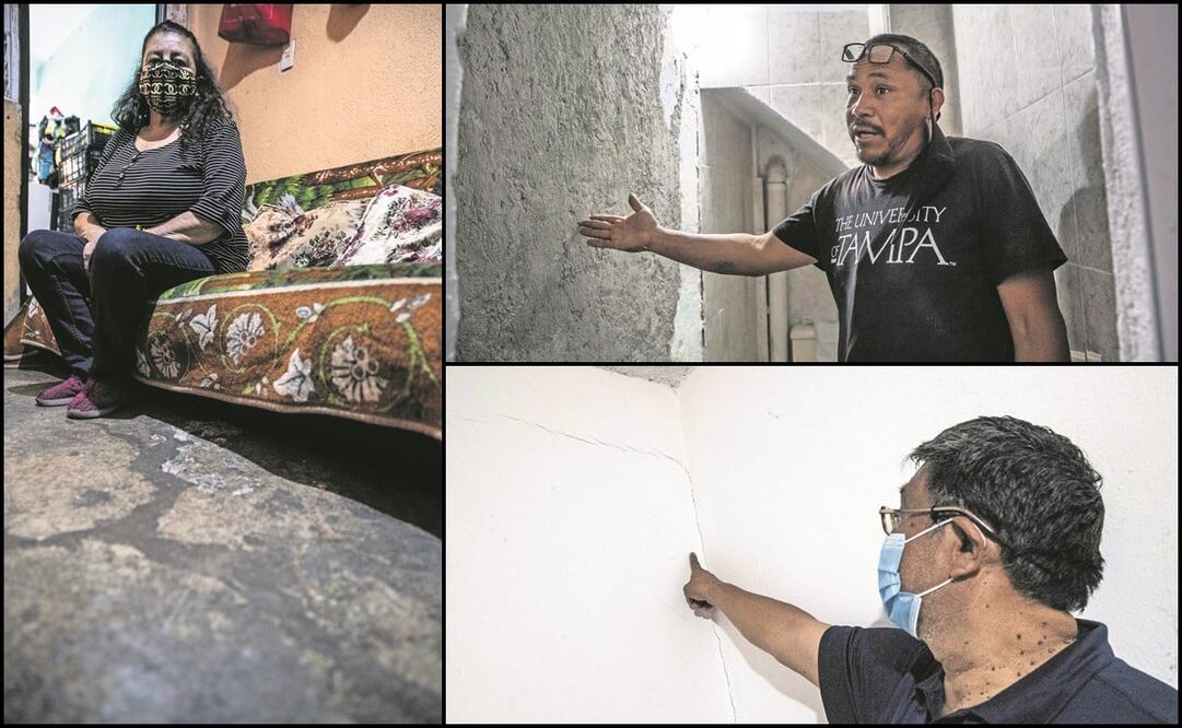 En la colonia Primera Victoria, Sección Bosques, en Álvaro Obregón, vecinos describieron a este diario las afectaciones a sus viviendas por la extensión de la L12. Foto: Germán Espinosa/ EL UNIVERSAL.