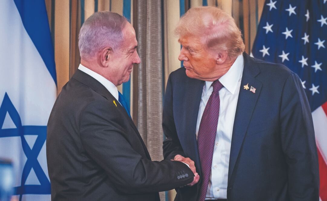 El primer ministro israelí, Benjamin Netanyahu, con el presidente de Estados Unidos, Donald Trump, en la Casa Blanca en Washington, el lunes pasado. Foto: de JIM LO SCALZO. EFE