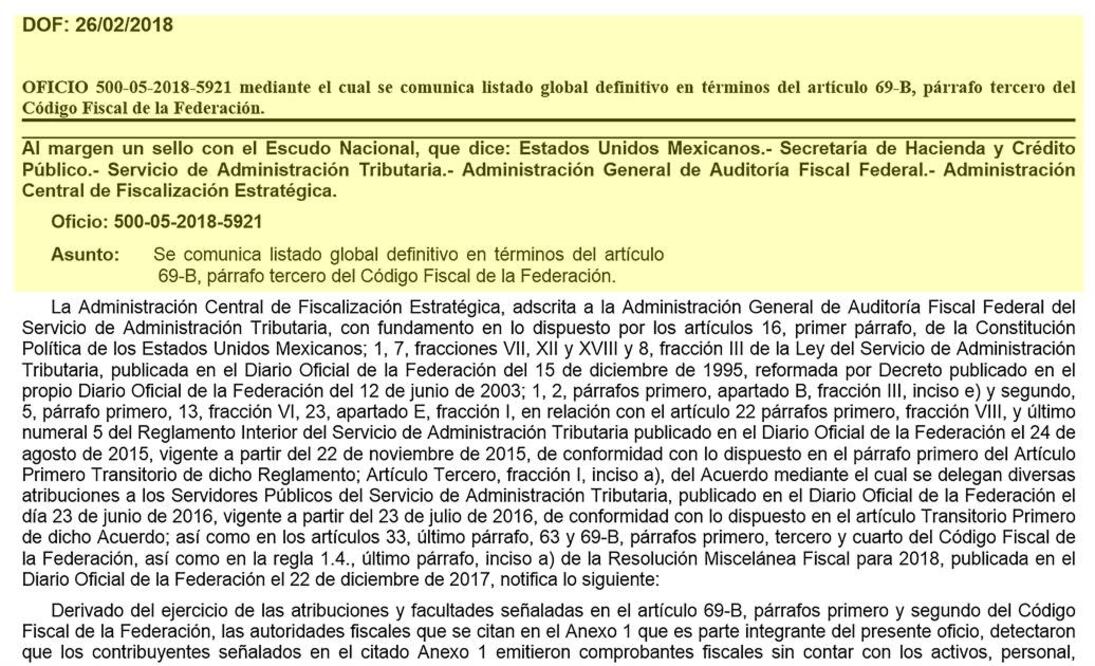 SAT: en lista negra, empresa que compró lote a Anaya
