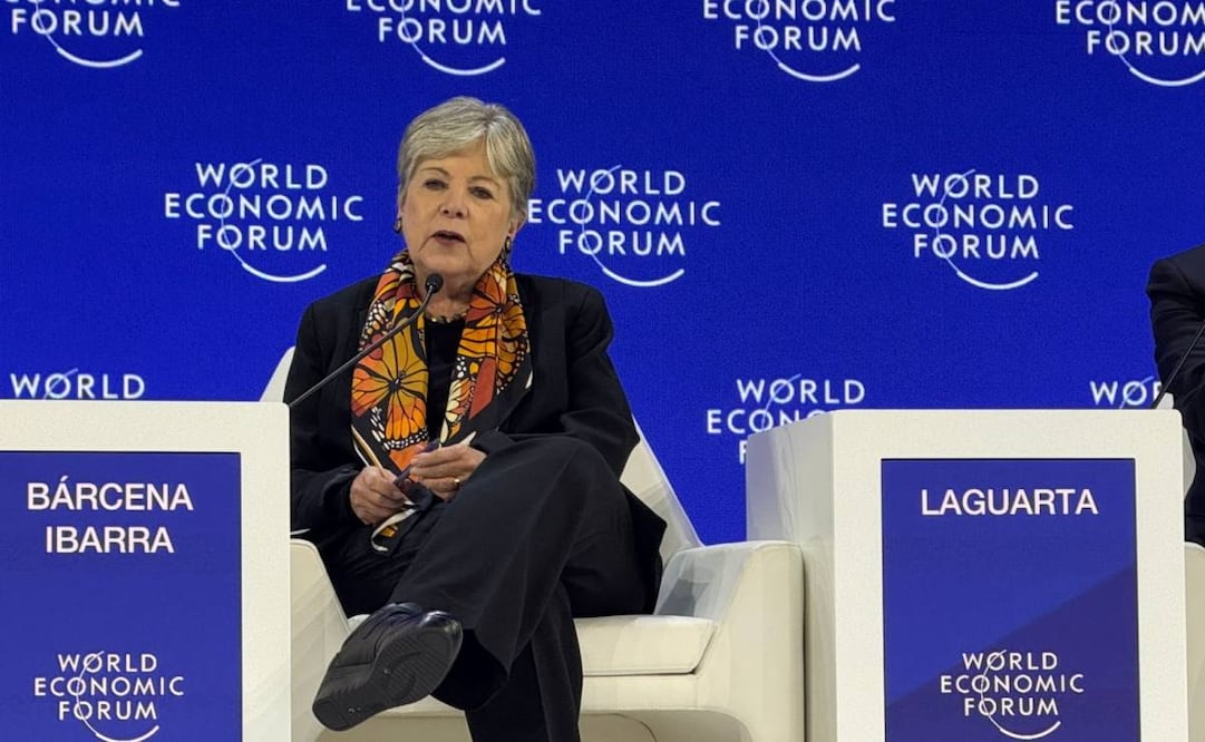 Alicia Bárcena Ibarra durante su participación en el Foro Económico Mundial (WEF, por sus siglas en inglés) este martes 20 de enero de 2026. Foto: Especial