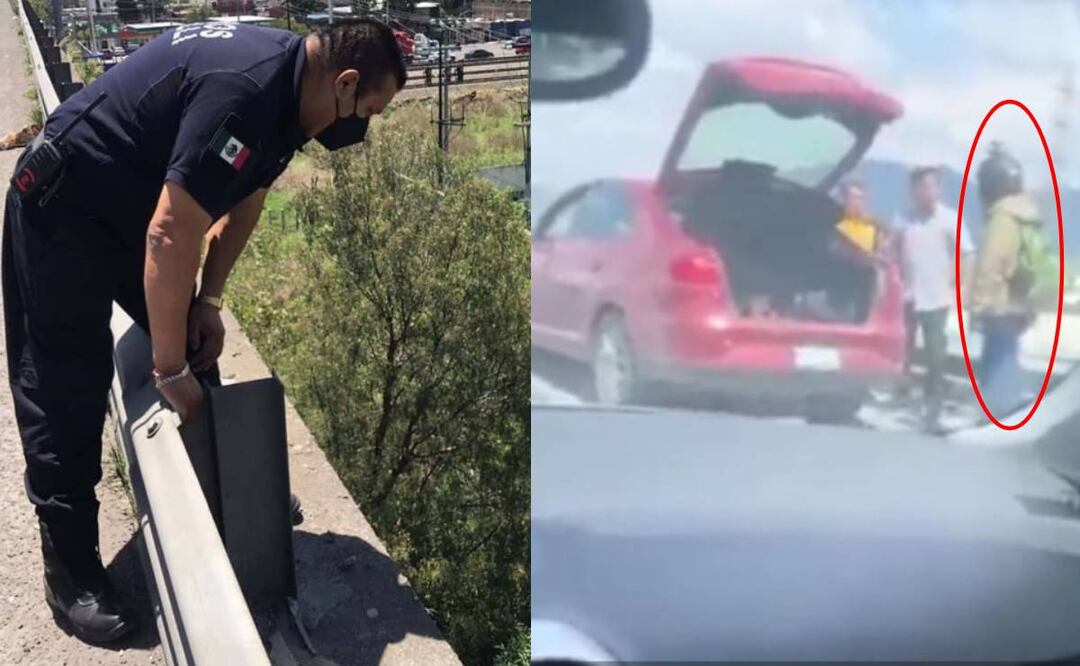 La altura del puente de la autopista en este punto es de entre 6 y 8 metros y la caída de una persona sería amortiguada por matorrales. Foto: Rebeca Jiménez EL UNIVERSAL