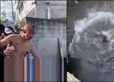 Desnudan, golpean y avientan a supuesto ladrón a canal de aguas negras en Chiapas