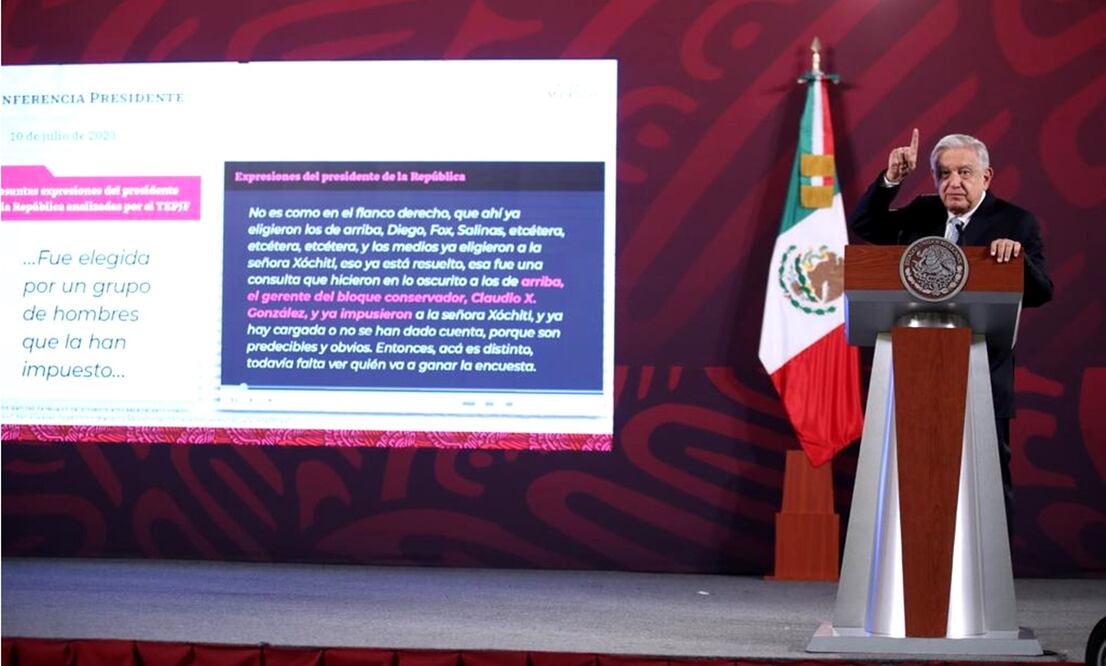 El presidente Andrés Manuel López Obrador acusó que el magistrado presidente del TEPJF, Reyes Rodríguez Mondragón, fue coordinador de asesores del expresidente Felipe Calderón, y por eso lo sanciona. Foto: Germán Espinosa