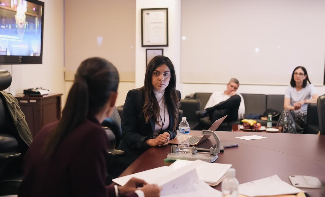 Paulina Silva charla con Claudia Sheinbaum el 7 de abril de 2024. Foto de @paus_silva