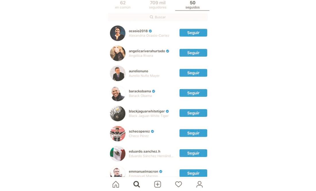 Peña no seguía la cuenta de Angélica Rivera en Instagram. TOMADA DE INSTAGRAM