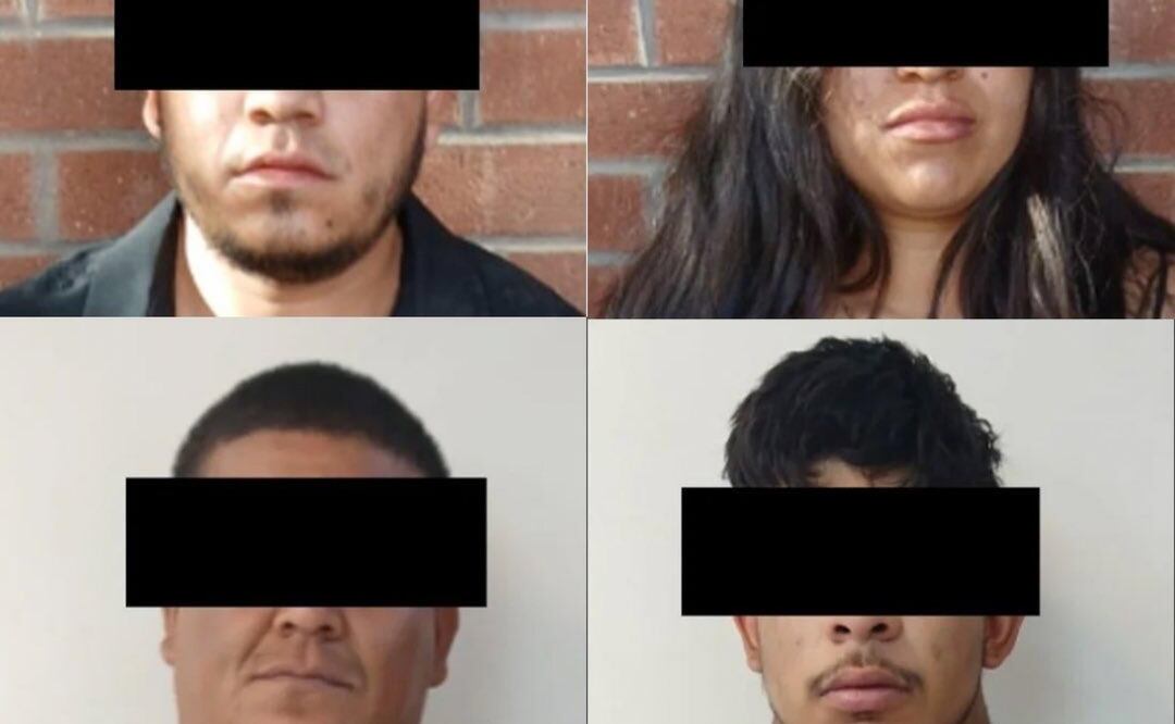 Melanie “N”, Diego Imanol “N”, Adrián Narciso “N” y Esteban “N” son responsables de agredir con arma de fuego a elementos de la Policía Estatal el 20 de abril (24/04/2025). Foto: Especial
