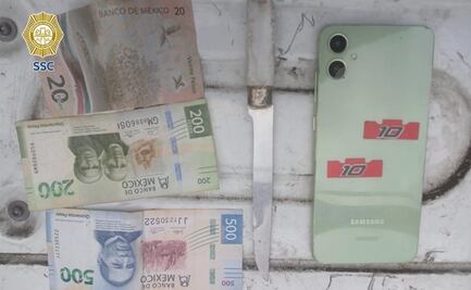 Detienen a un hombre por asaltar a una persona con un cuchillo en Azcapotzalco; aseguran dinero y un teléfono