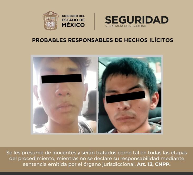 Dos sujetos fueron detenidos por el robo a un comercio en Ecatepec, Estado de México. (Foto: especial)