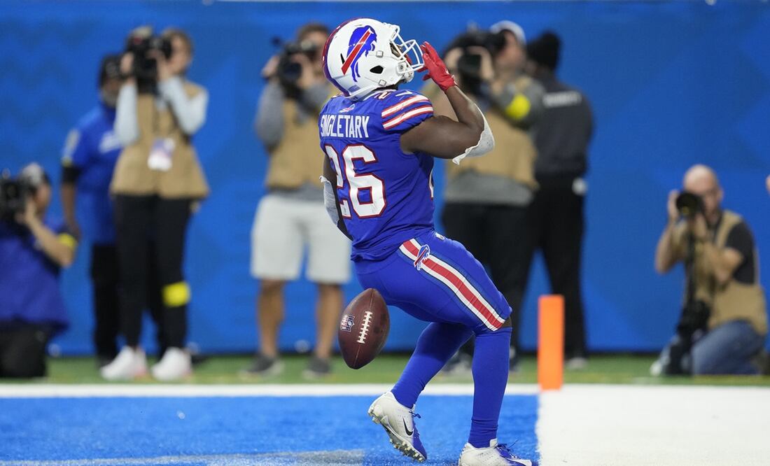 Devin Singletary festejando su anotación frente a Cleveland / Foto: AP