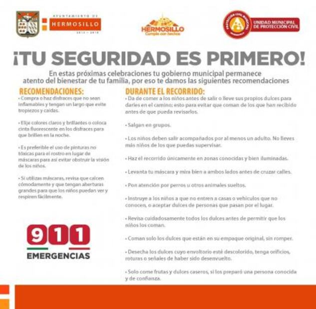 Prohíben disfraces de “macheteros”, policías, bomberos y socorristas en Hermosillo